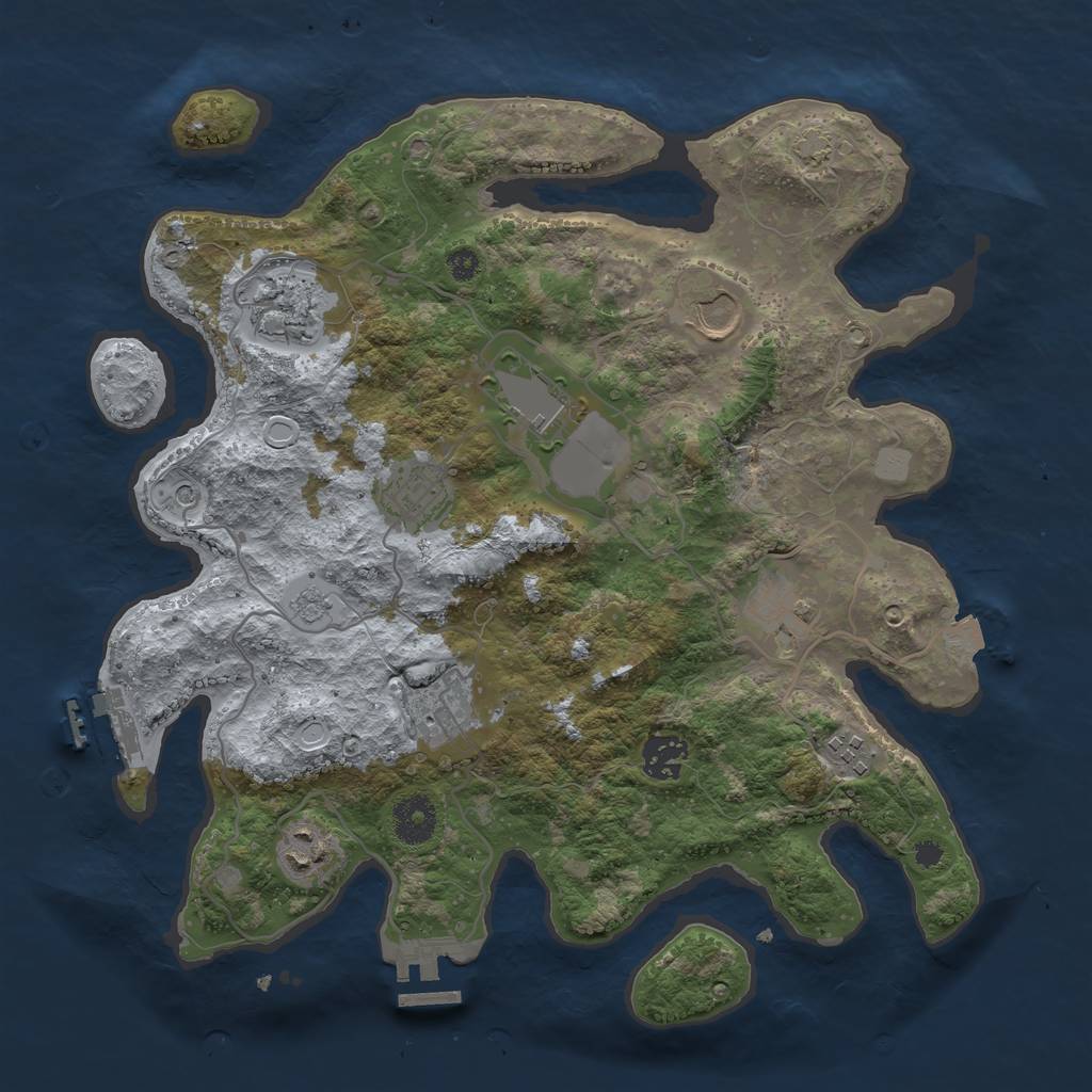 Rust Map: Procedural Map, Size: 3500, Seed: 1256516366, 17 Monuments