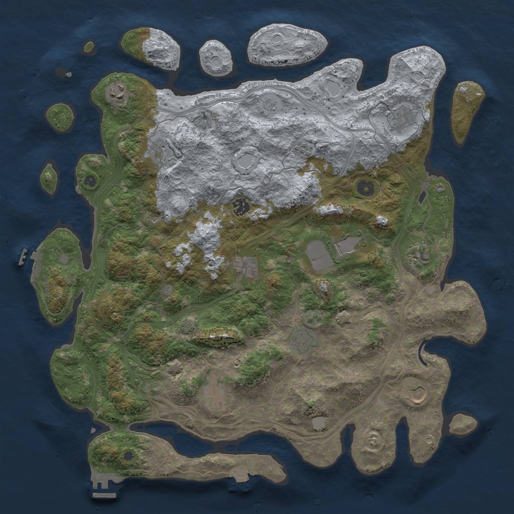 Rust Map: Procedural Map, Size: 4500, Seed: 646574266, 19 Monuments