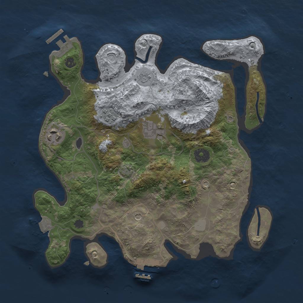 Rust Map: Procedural Map, Size: 3000, Seed: 2493215, 11 Monuments