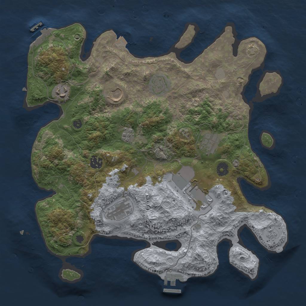 Rust Map: Procedural Map, Size: 3500, Seed: 1329435681, 15 Monuments