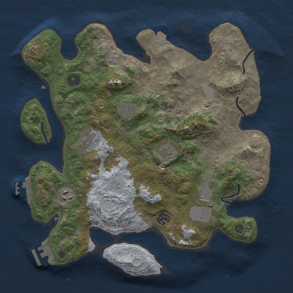 Rust Map: Procedural Map, Size: 3500, Seed: 64996721, 15 Monuments