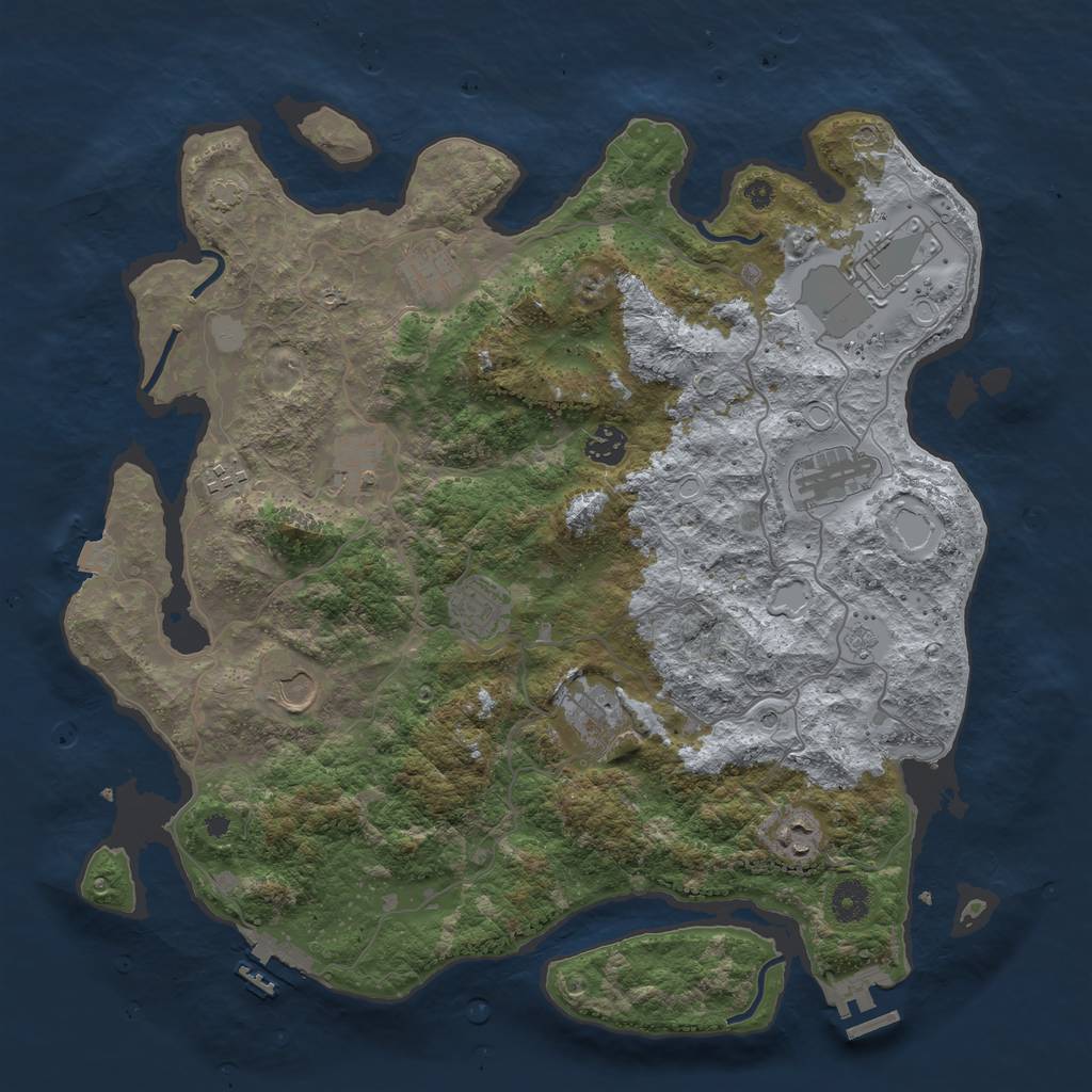 Rust Map: Procedural Map, Size: 4000, Seed: 51525396, 18 Monuments