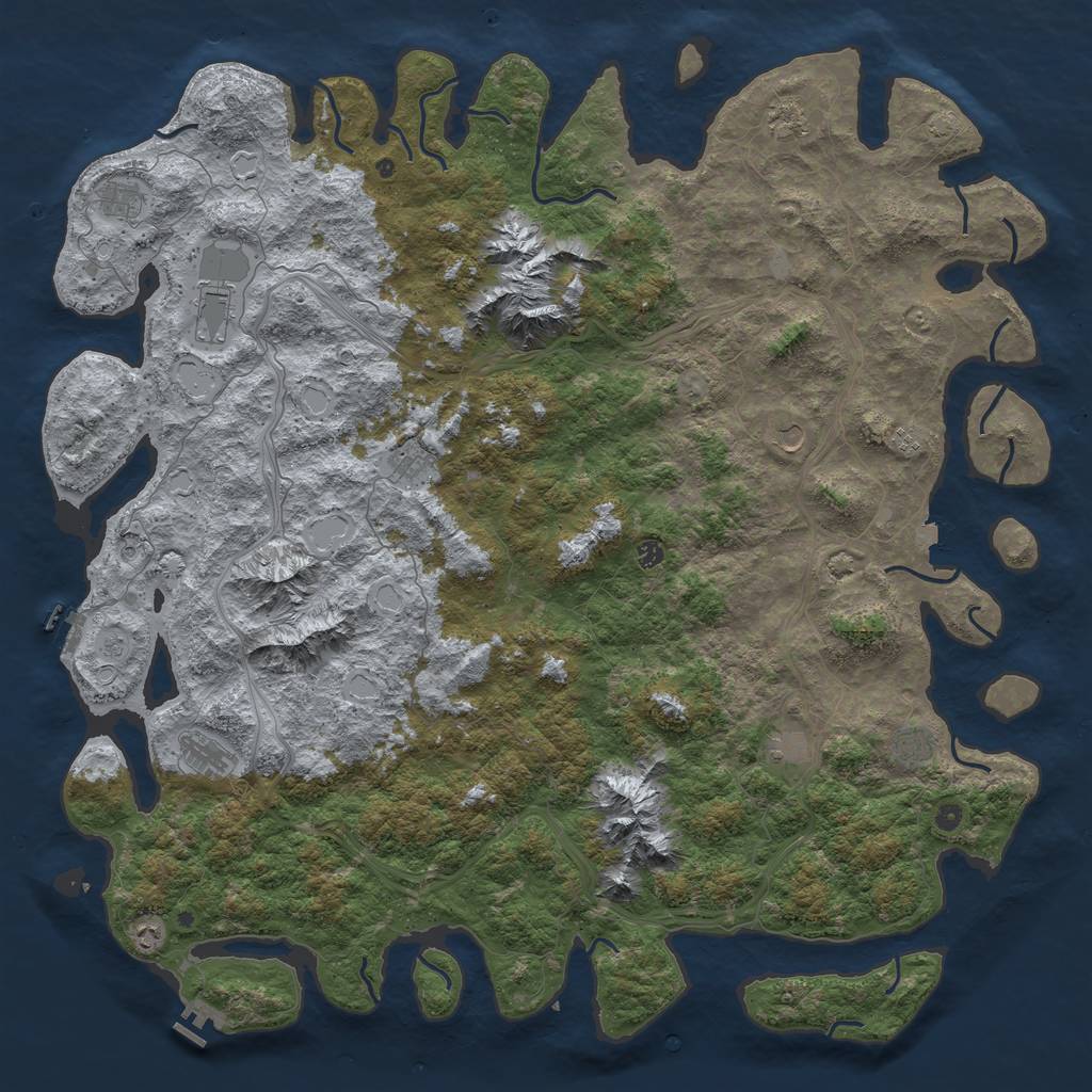 Rust Map: Procedural Map, Size: 6000, Seed: 801797731, 19 Monuments