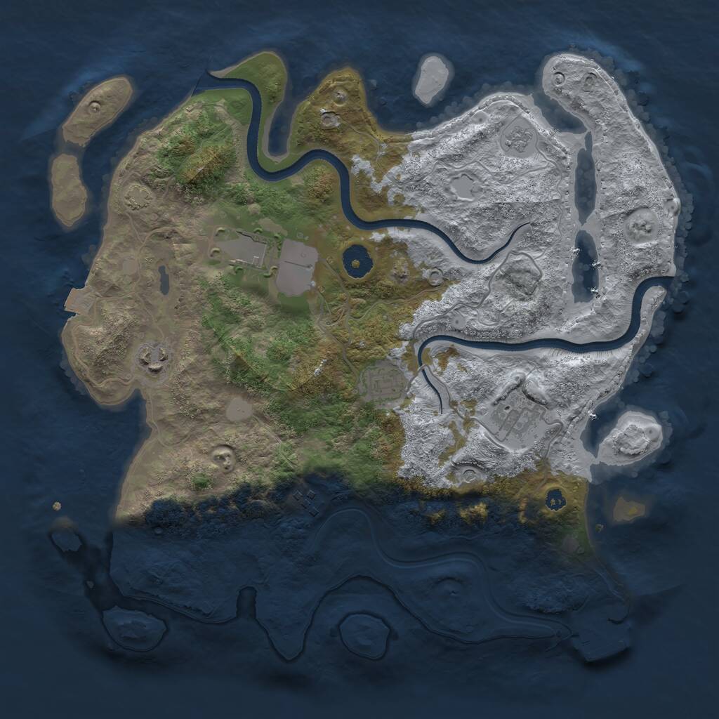 Rust Map: Procedural Map, Size: 3500, Seed: 1374879531, 10 Monuments