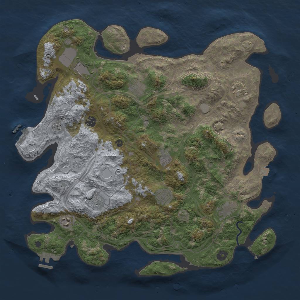 Rust Map: Procedural Map, Size: 4250, Seed: 1261226984, 18 Monuments