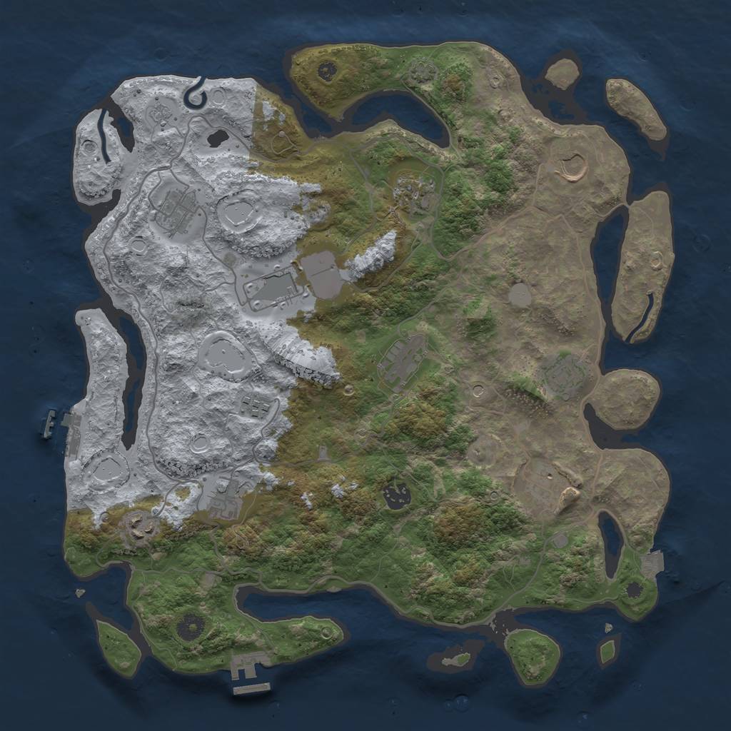 Rust Map: Procedural Map, Size: 4000, Seed: 34946592, 19 Monuments