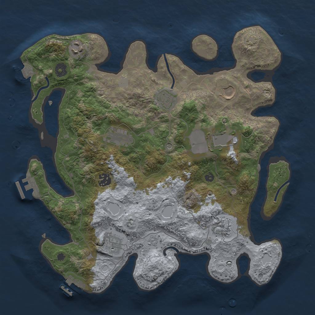 Rust Map: Procedural Map, Size: 3500, Seed: 1694326689, 16 Monuments