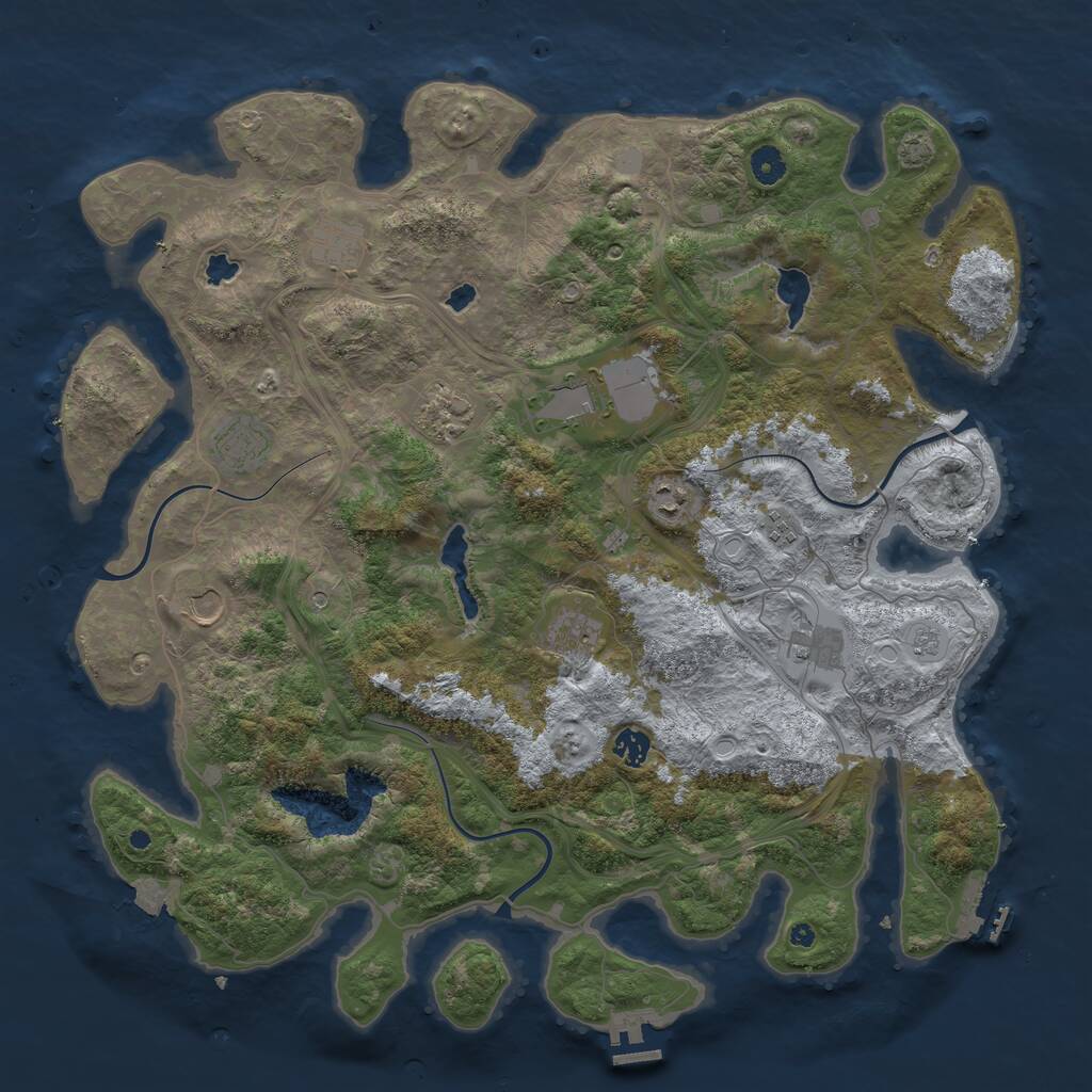 Rust Map: Procedural Map, Size: 4500, Seed: 591846580, 16 Monuments