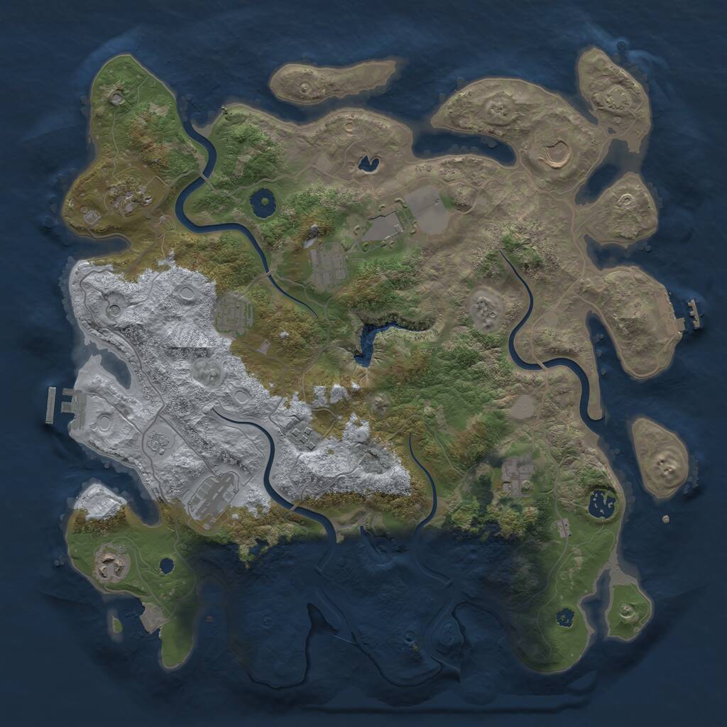 Rust Map: Procedural Map, Size: 4000, Seed: 23098423, 16 Monuments