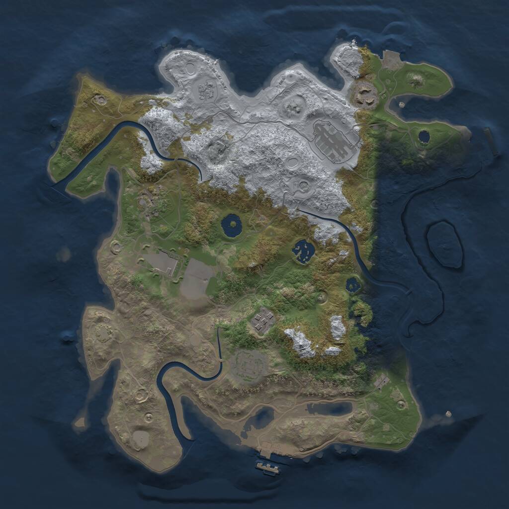 Rust Map: Procedural Map, Size: 3500, Seed: 1120049149, 13 Monuments