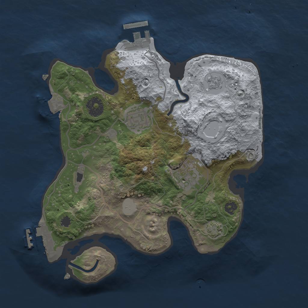 Rust Map: Procedural Map, Size: 2500, Seed: 1005129767, 9 Monuments