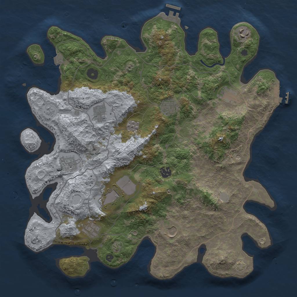 Rust Map: Procedural Map, Size: 4000, Seed: 87828949, 18 Monuments