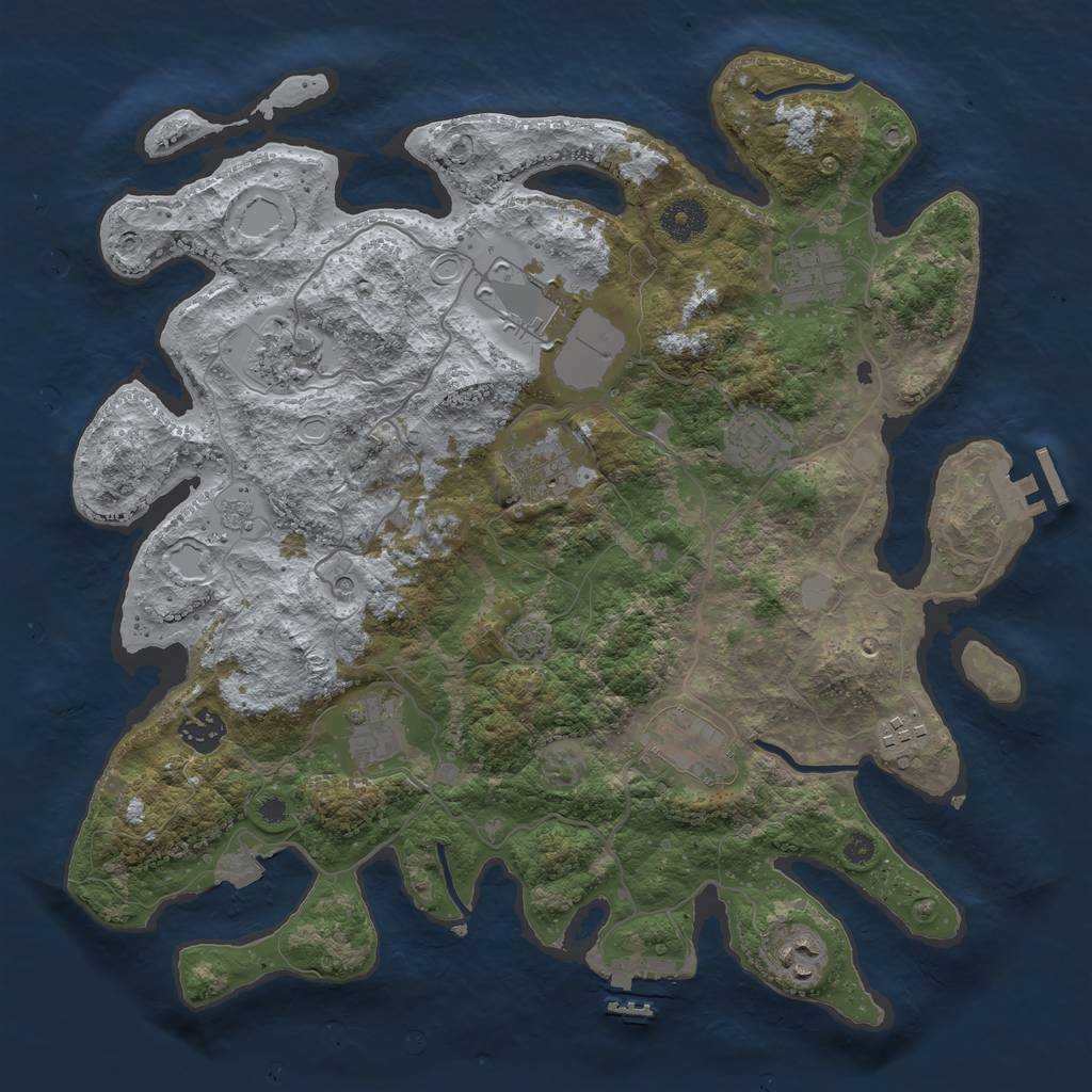 Rust Map: Procedural Map, Size: 3700, Seed: 722232057, 18 Monuments