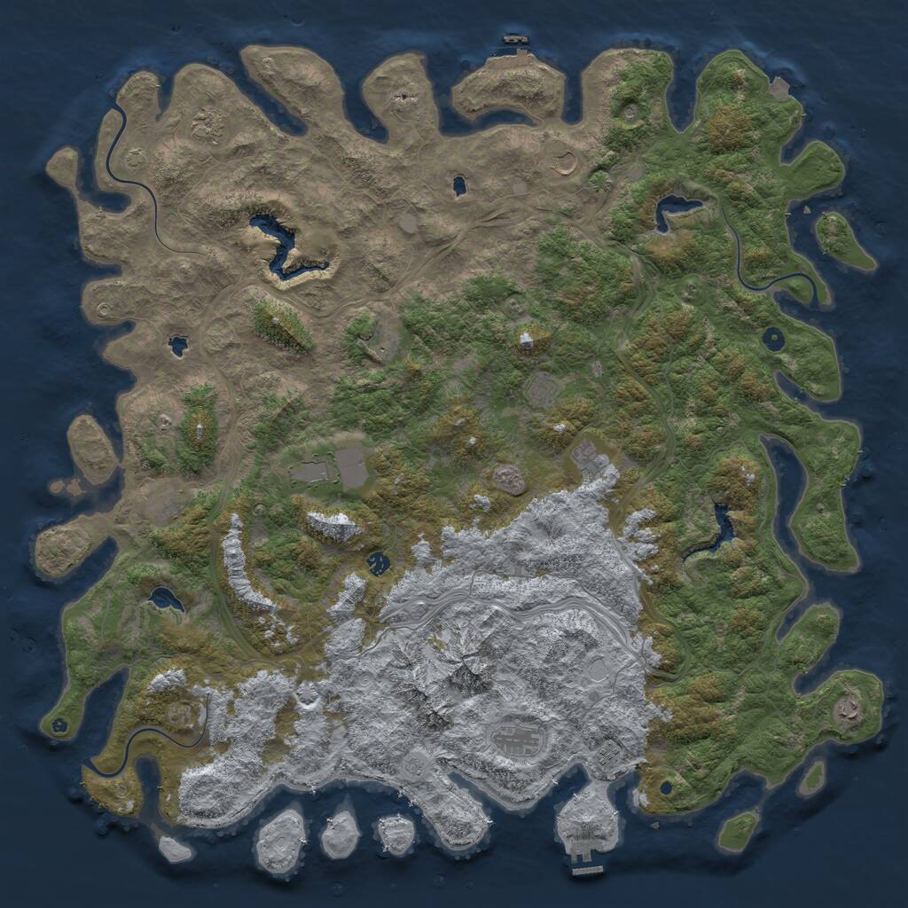 Rust Map: Procedural Map, Size: 6000, Seed: 677317222, 17 Monuments