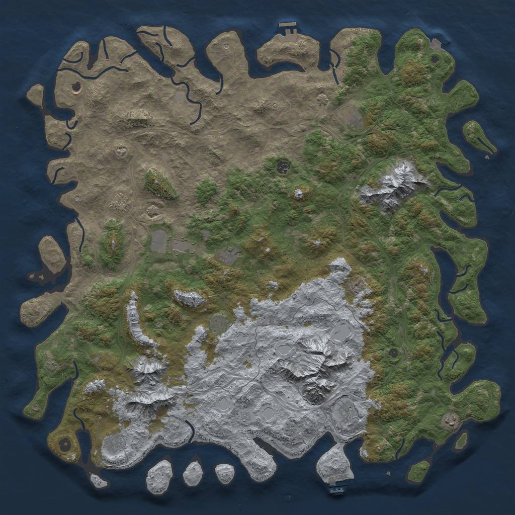 Rust Map: Procedural Map, Size: 6000, Seed: 677317222, 19 Monuments