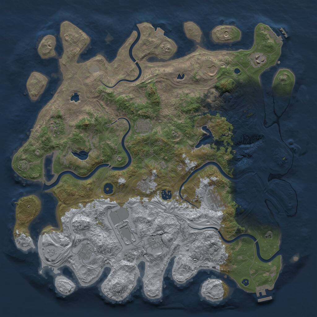 Rust Map: Procedural Map, Size: 4500, Seed: 1902053030, 17 Monuments