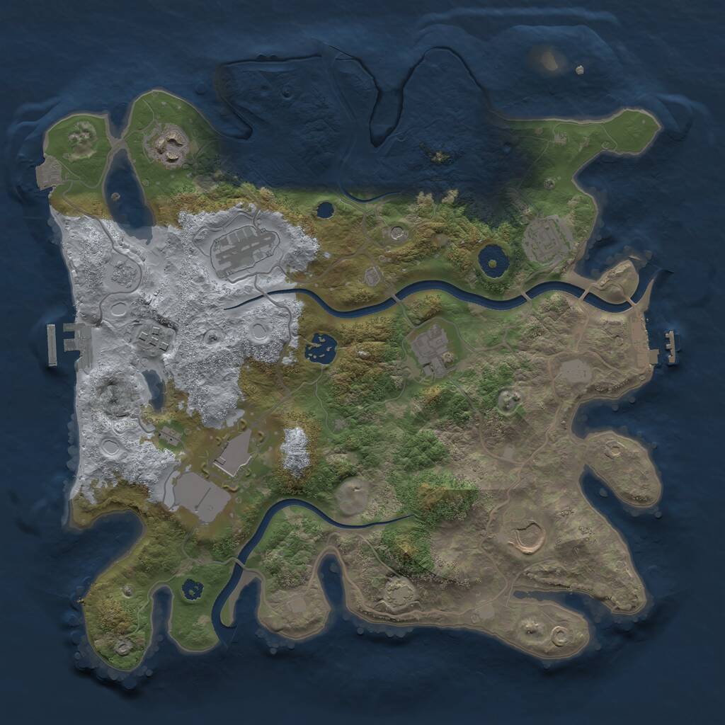 Rust Map: Procedural Map, Size: 3500, Seed: 1955700823, 14 Monuments