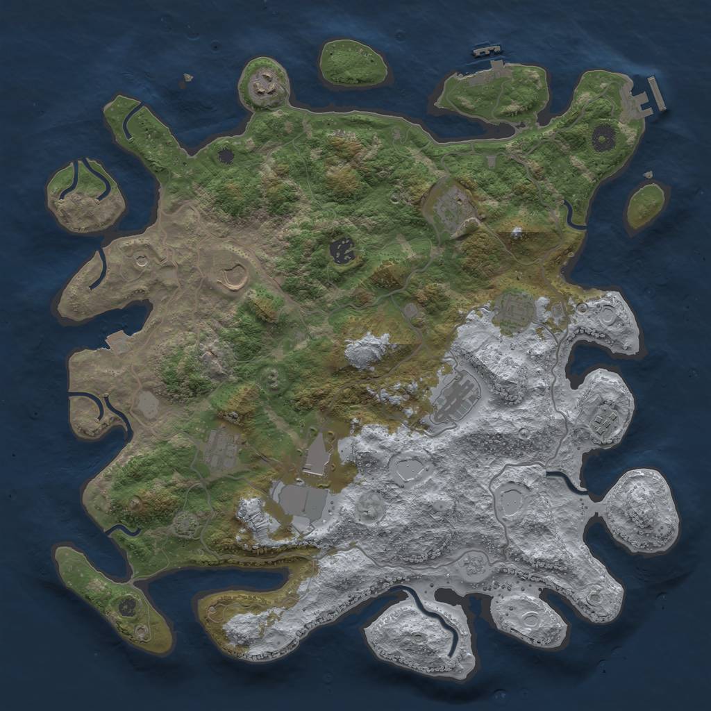Rust Map: Procedural Map, Size: 4050, Seed: 1337331, 17 Monuments