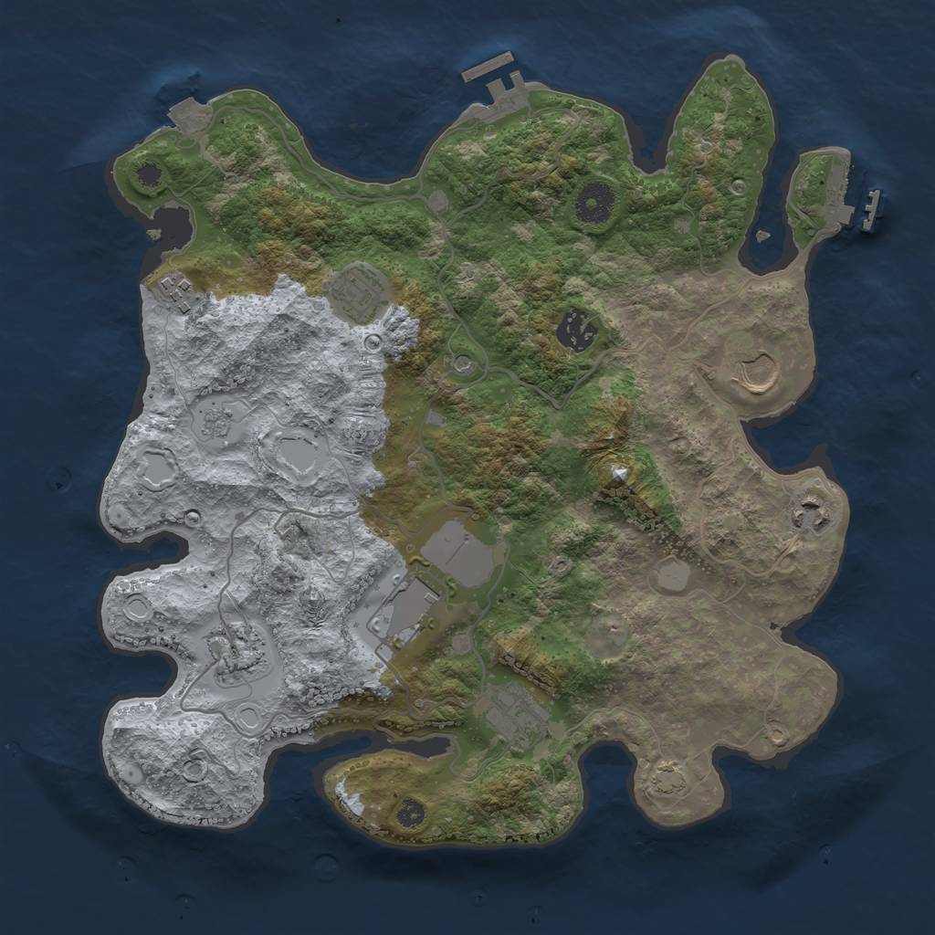 Rust Map: Procedural Map, Size: 3500, Seed: 1431008331, 16 Monuments