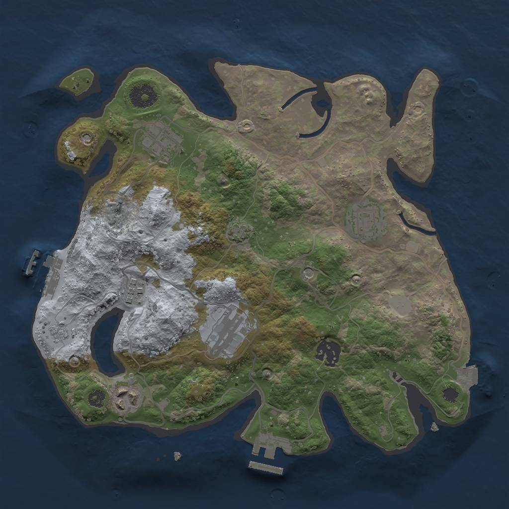 Rust Map: Procedural Map, Size: 3000, Seed: 2063452409, 14 Monuments