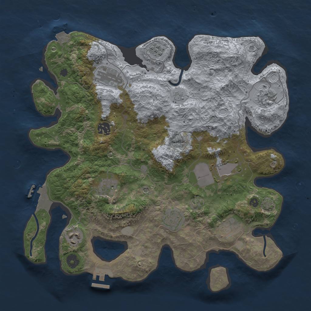 Rust Map: Procedural Map, Size: 3500, Seed: 656733729, 17 Monuments