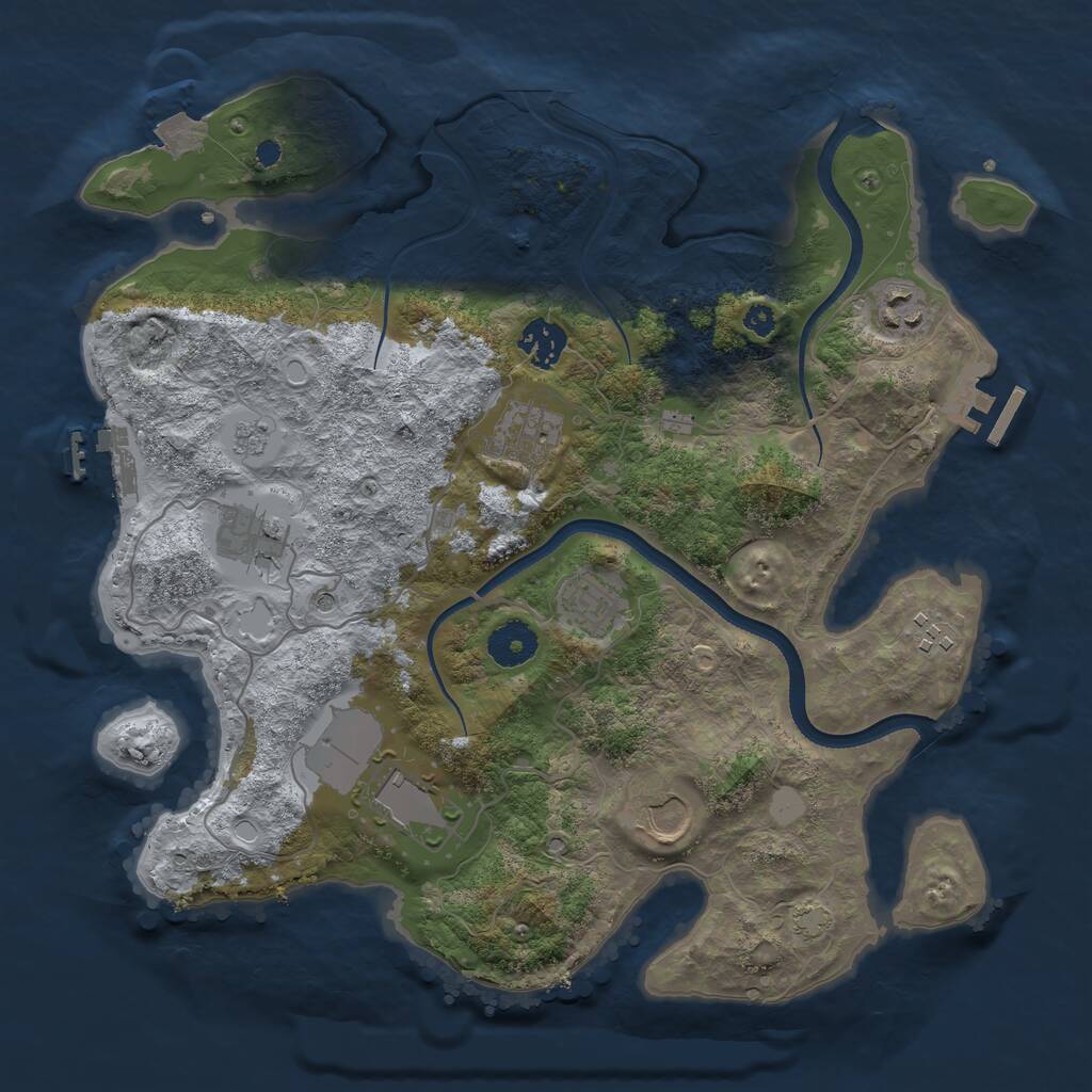 Rust Map: Procedural Map, Size: 3500, Seed: 2084360204, 14 Monuments