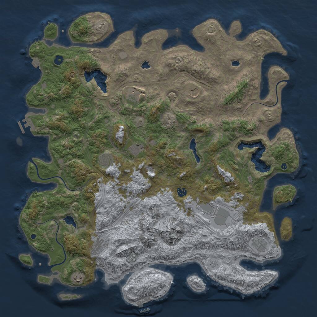 Rust Map: Procedural Map, Size: 5000, Seed: 118726229, 16 Monuments