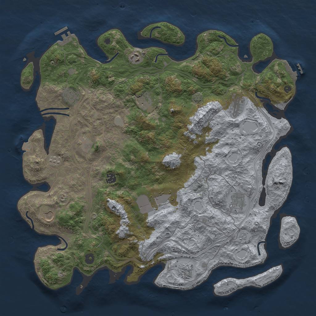 Rust Map: Procedural Map, Size: 4500, Seed: 2072904965, 19 Monuments