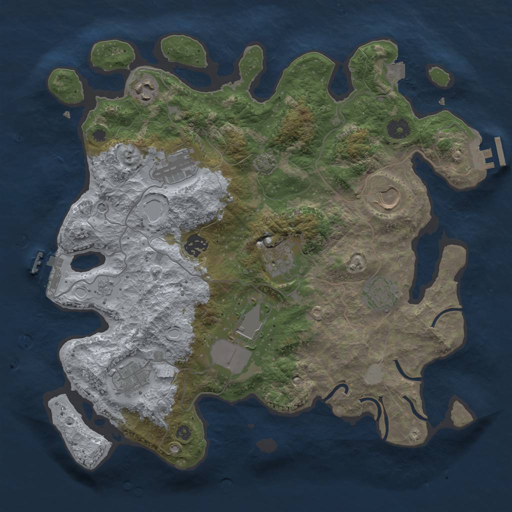 Rust Map: Procedural Map, Size: 3500, Seed: 669642724, 16 Monuments