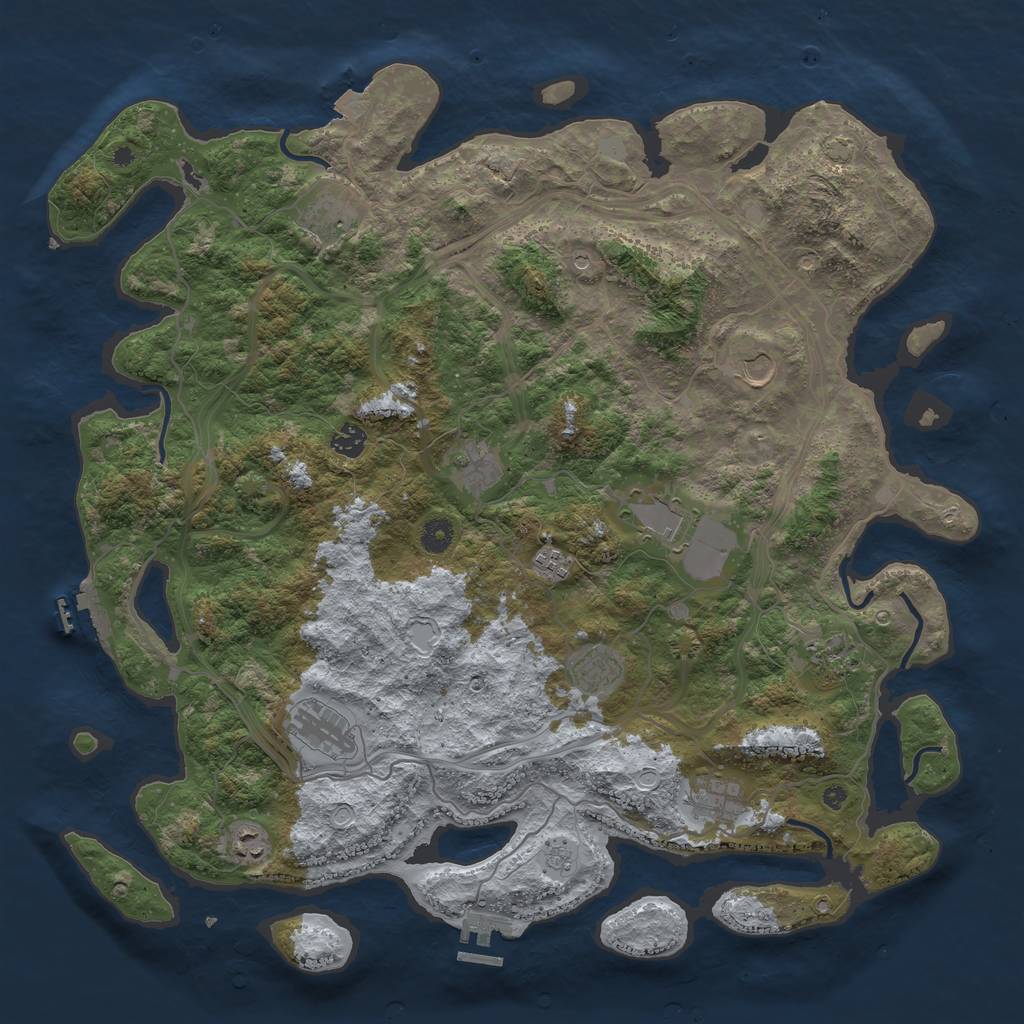 Rust Map: Procedural Map, Size: 4500, Seed: 1284197870, 19 Monuments