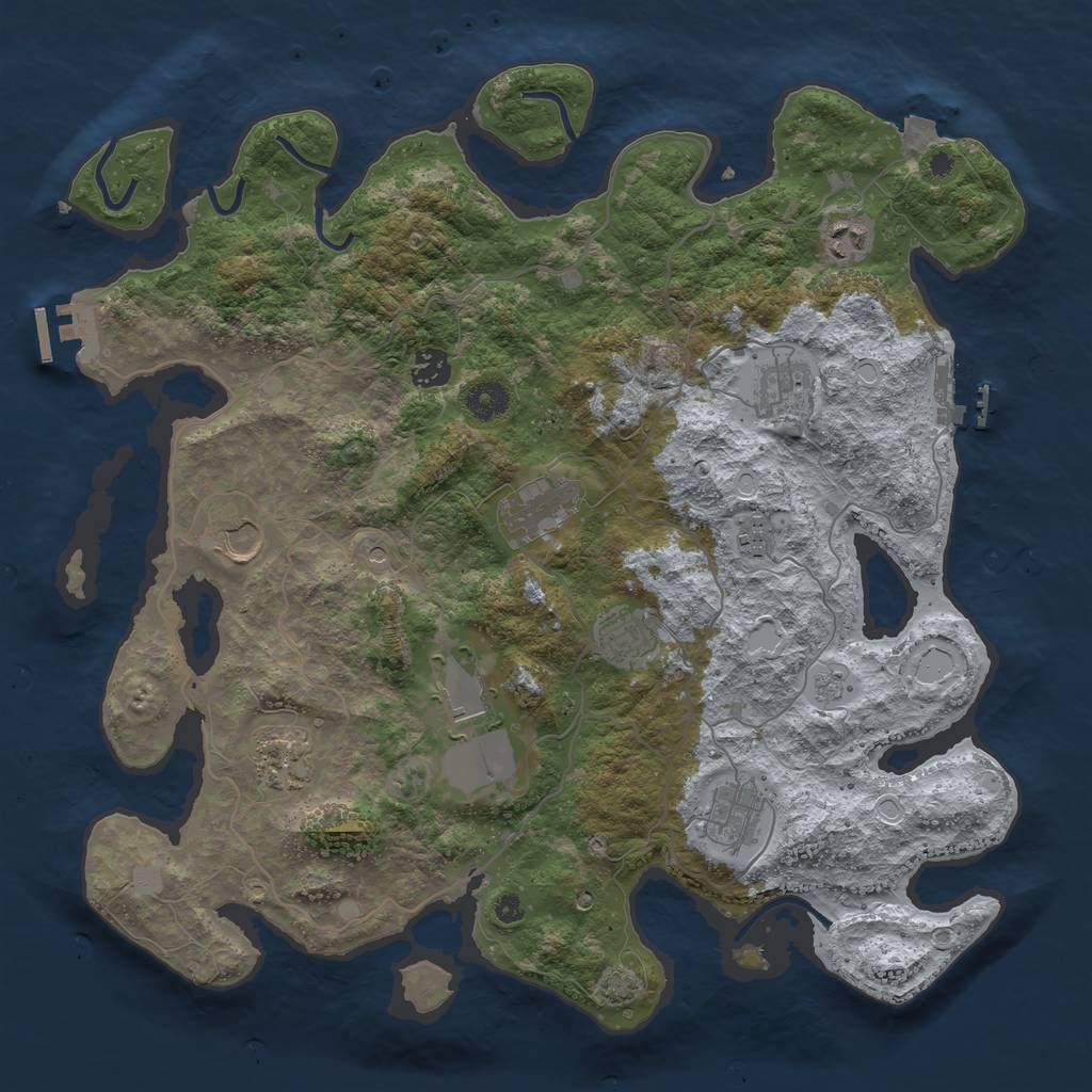 Rust Map: Procedural Map, Size: 4000, Seed: 514584478, 18 Monuments