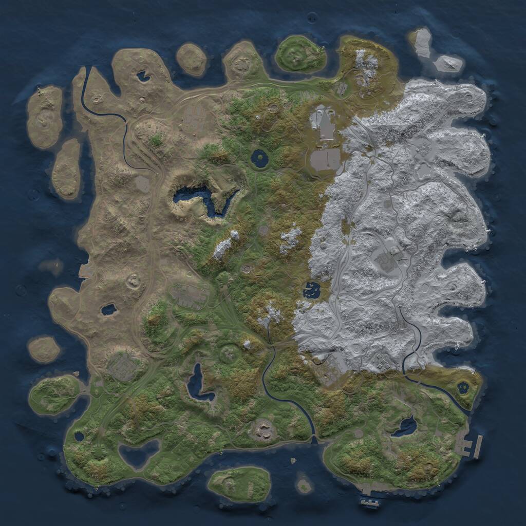 Rust Map: Procedural Map, Size: 4500, Seed: 1041949927, 16 Monuments