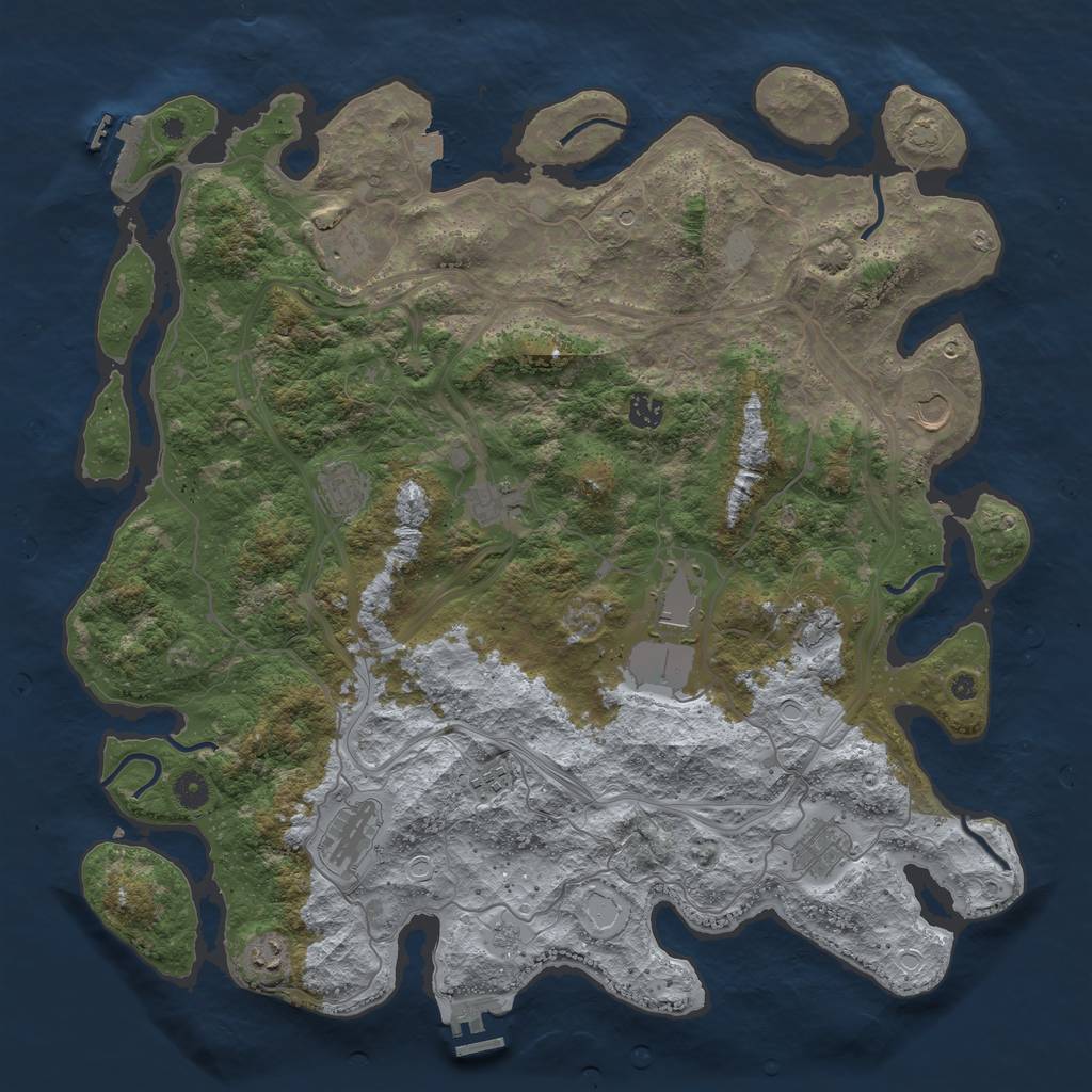 Rust Map: Procedural Map, Size: 4500, Seed: 750309633, 19 Monuments