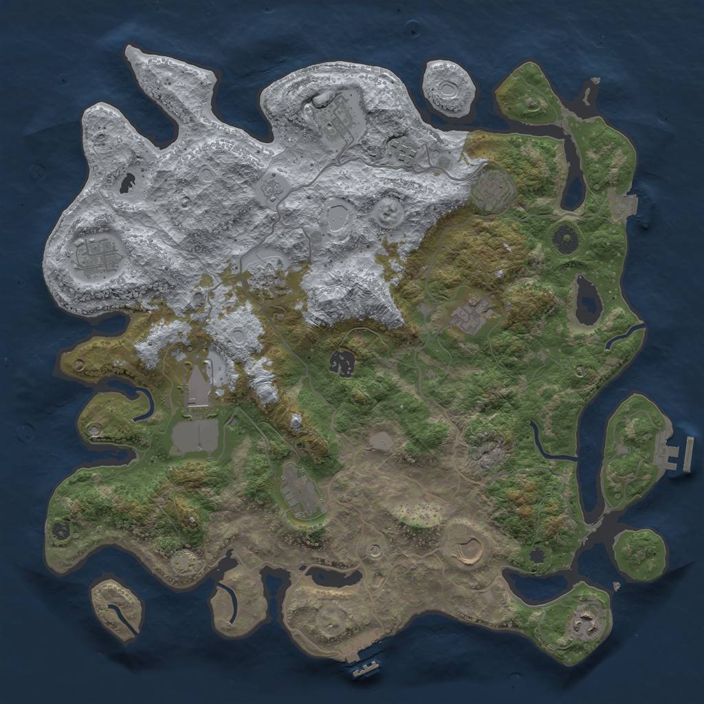 Rust Map: Procedural Map, Size: 4000, Seed: 225239467, 19 Monuments