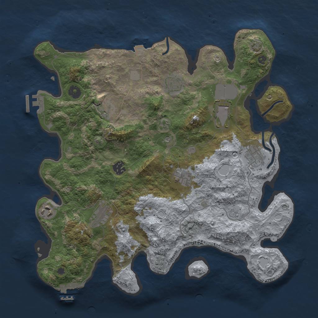 Rust Map: Procedural Map, Size: 3750, Seed: 1759838223, 17 Monuments