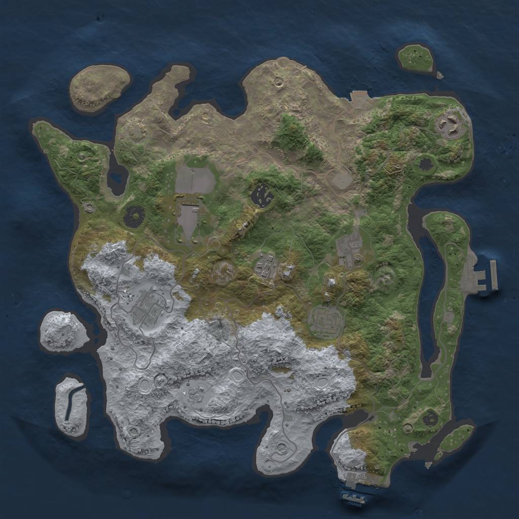 Rust Map: Procedural Map, Size: 3500, Seed: 56294598, 15 Monuments