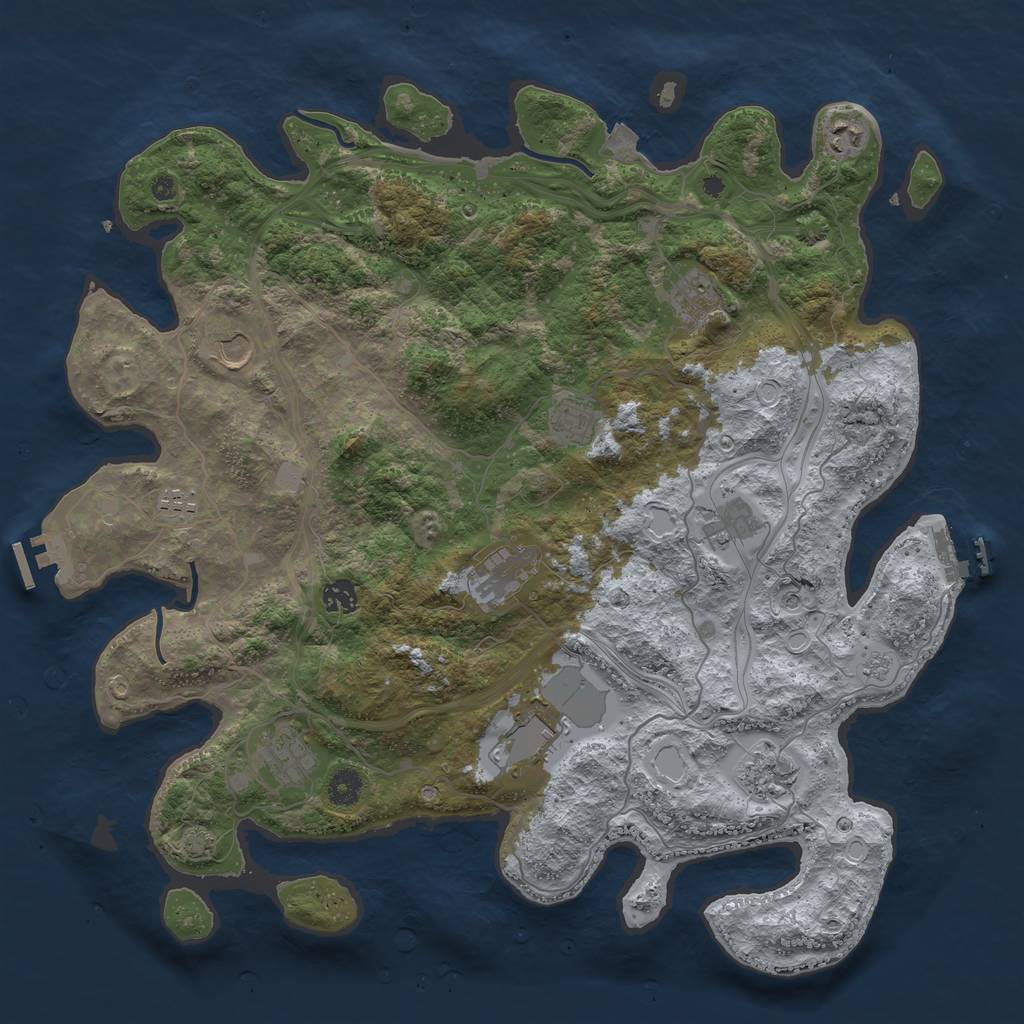 Rust Map: Procedural Map, Size: 4300, Seed: 220458635, 19 Monuments