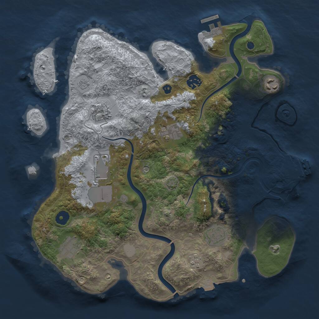 Rust Map: Procedural Map, Size: 3500, Seed: 240542796, 14 Monuments