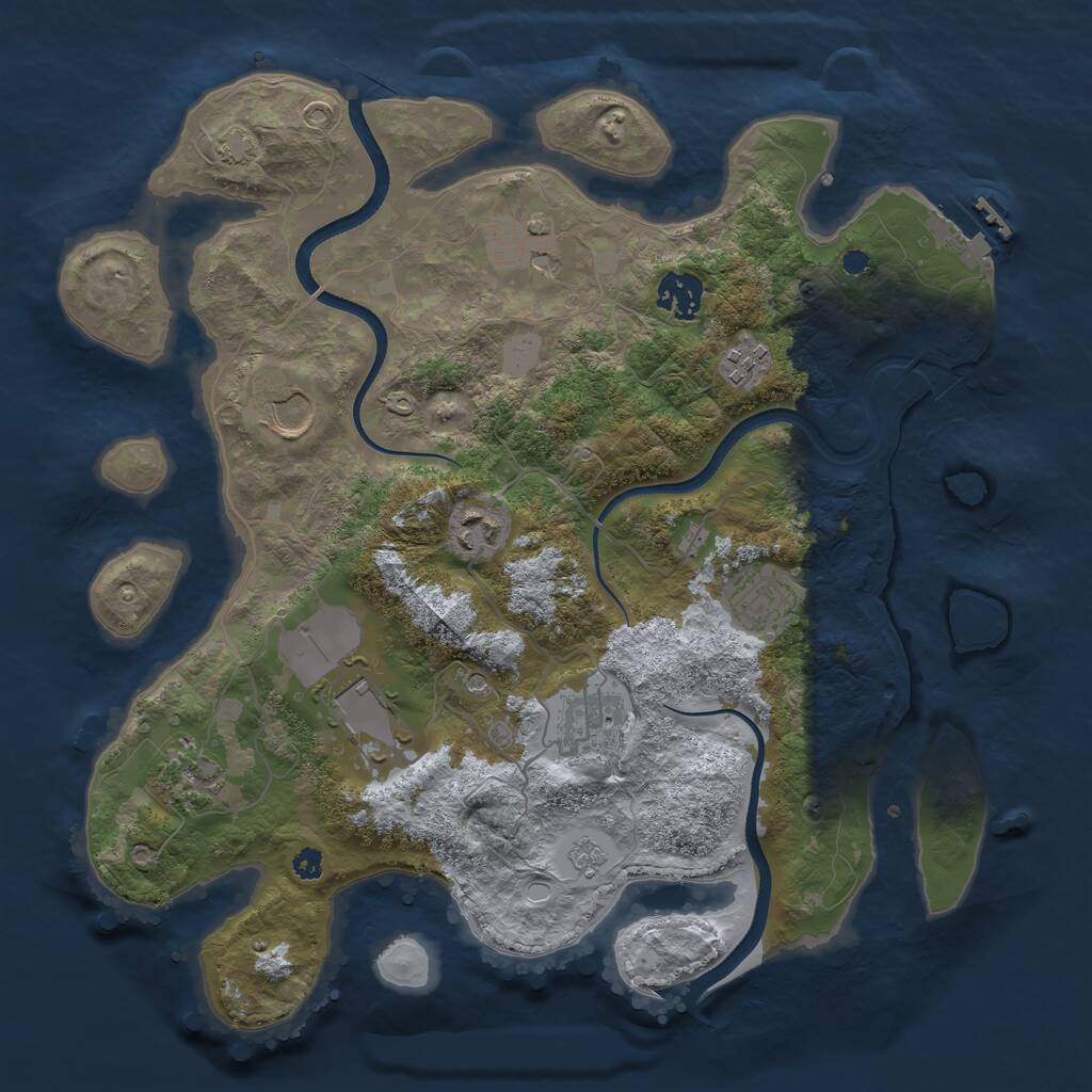 Rust Map: Procedural Map, Size: 3500, Seed: 1069511103, 14 Monuments