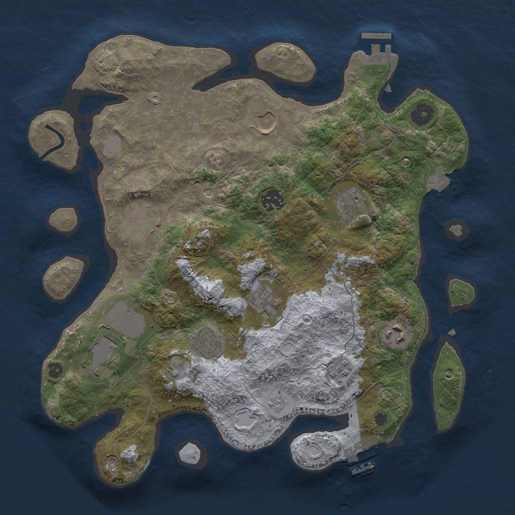 Rust Map: Procedural Map, Size: 3500, Seed: 1069511103, 17 Monuments