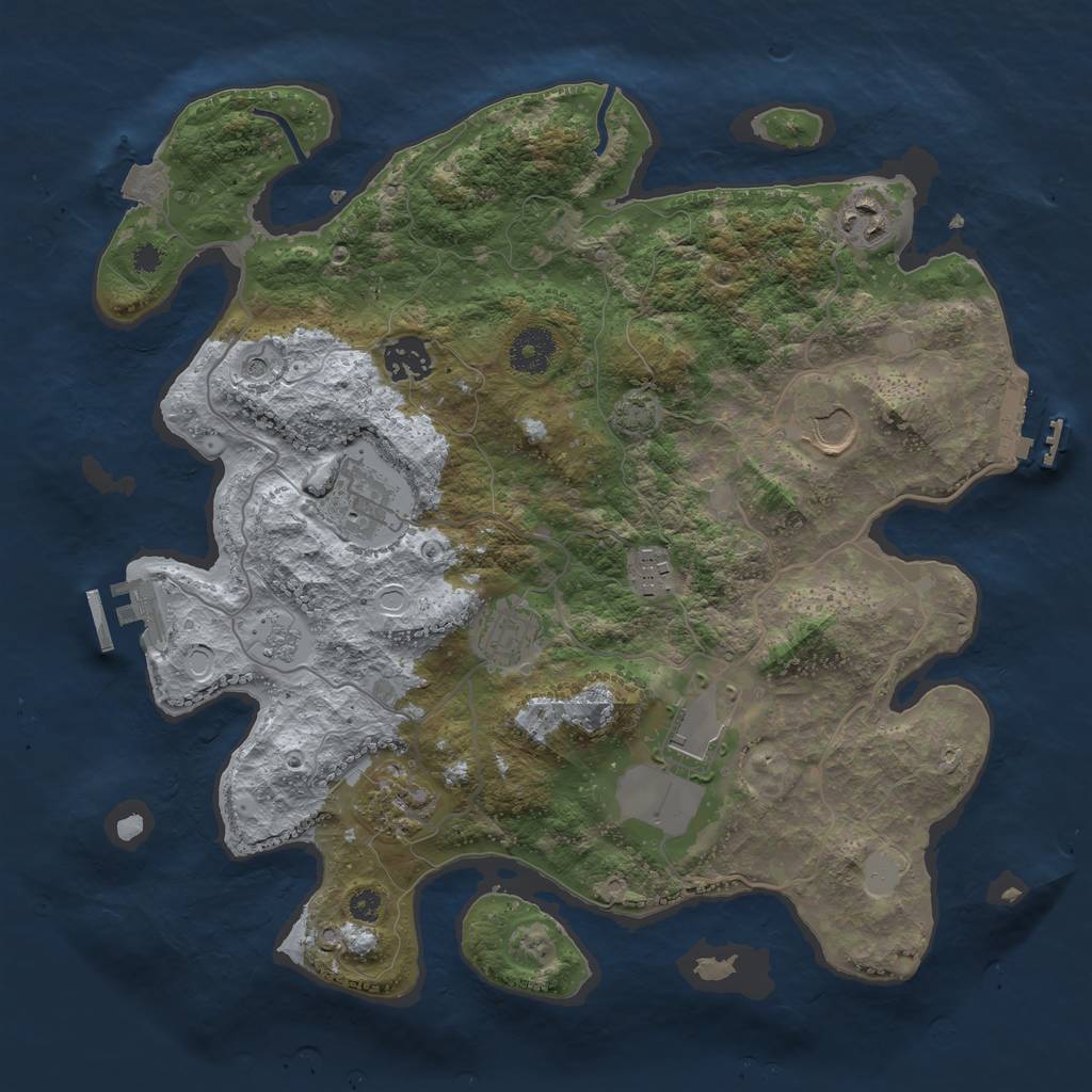 Rust Map: Procedural Map, Size: 3500, Seed: 632782853, 16 Monuments