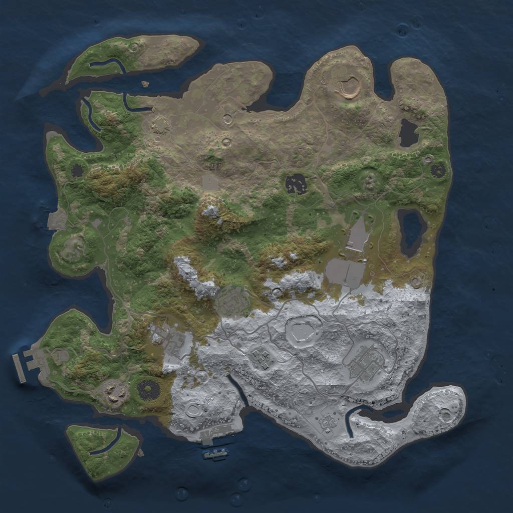 Rust Map: Procedural Map, Size: 3500, Seed: 26946696, 16 Monuments