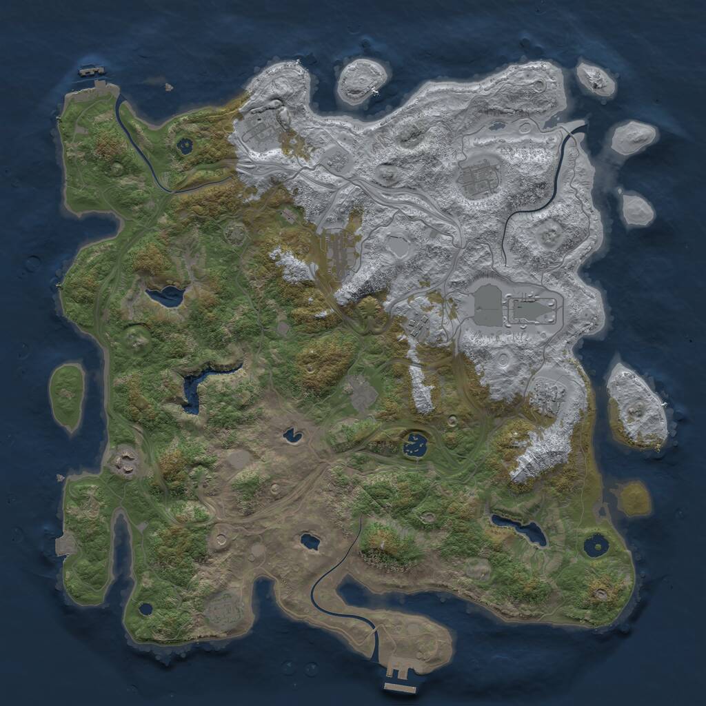 Rust Map: Procedural Map, Size: 4500, Seed: 907400052, 16 Monuments