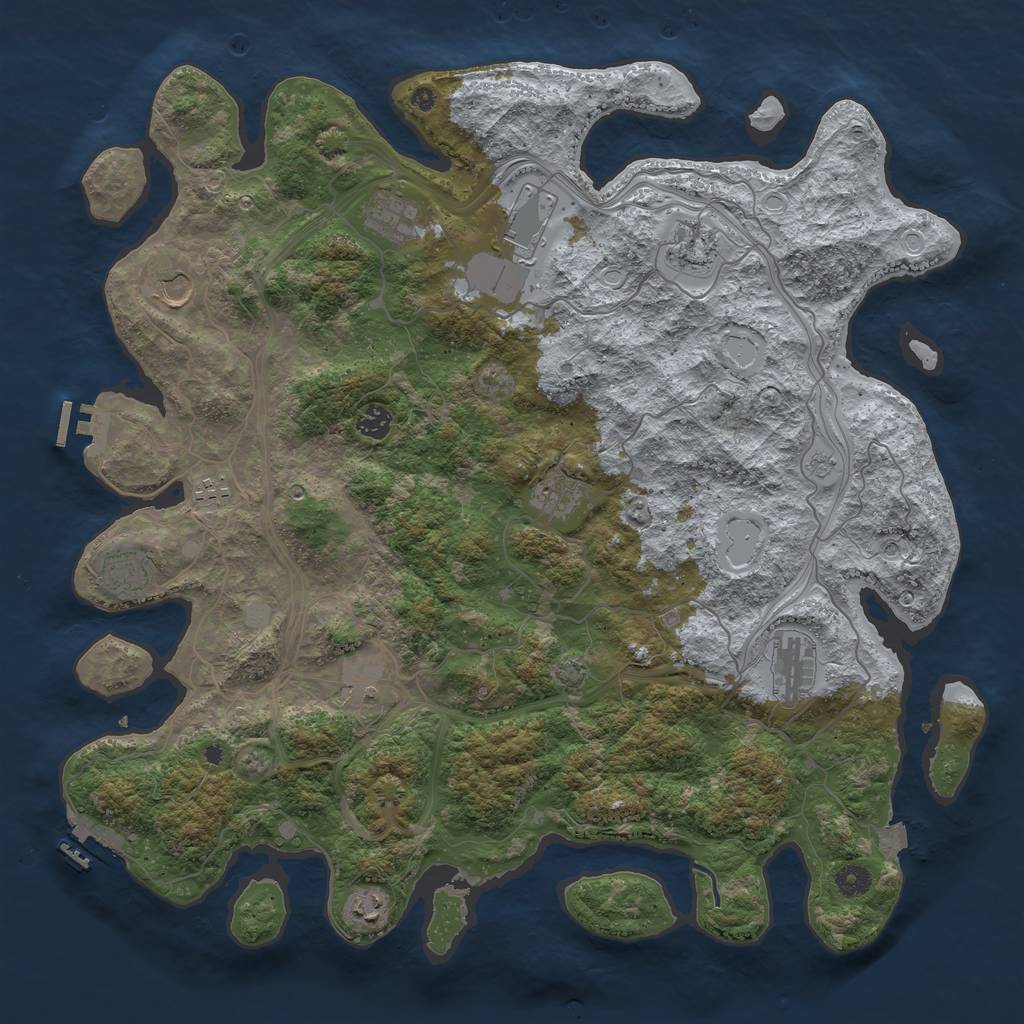 Rust Map: Procedural Map, Size: 4500, Seed: 1071436785, 19 Monuments