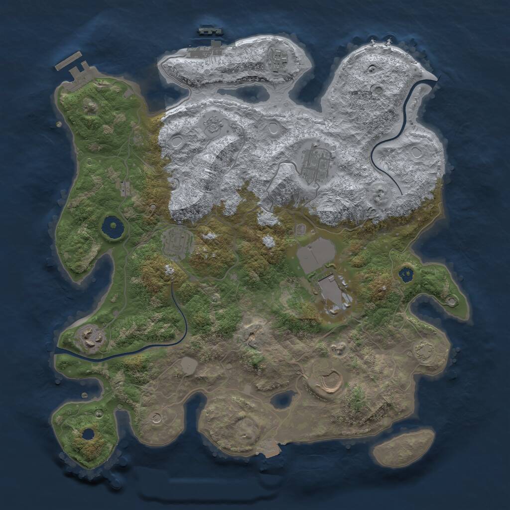Rust Map: Procedural Map, Size: 3500, Seed: 119466924, 12 Monuments
