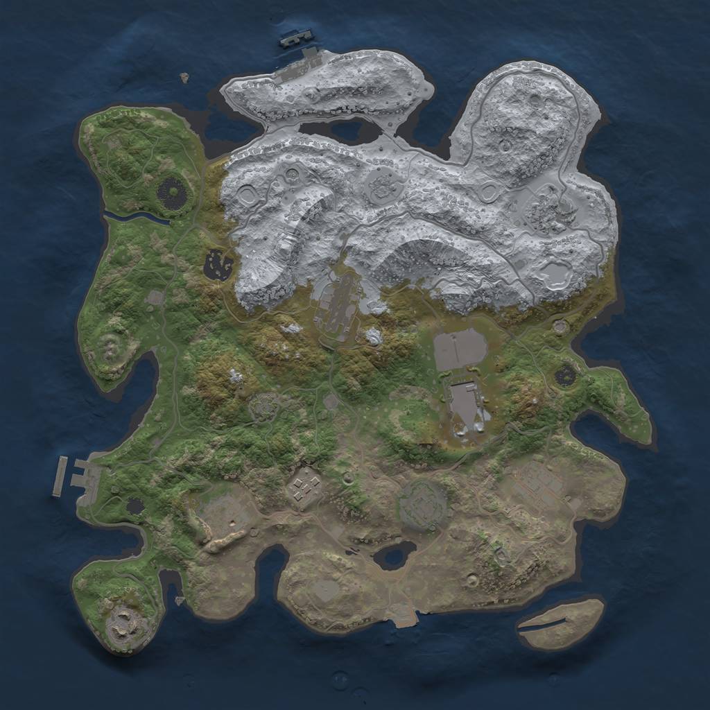 Rust Map: Procedural Map, Size: 3500, Seed: 119466924, 17 Monuments