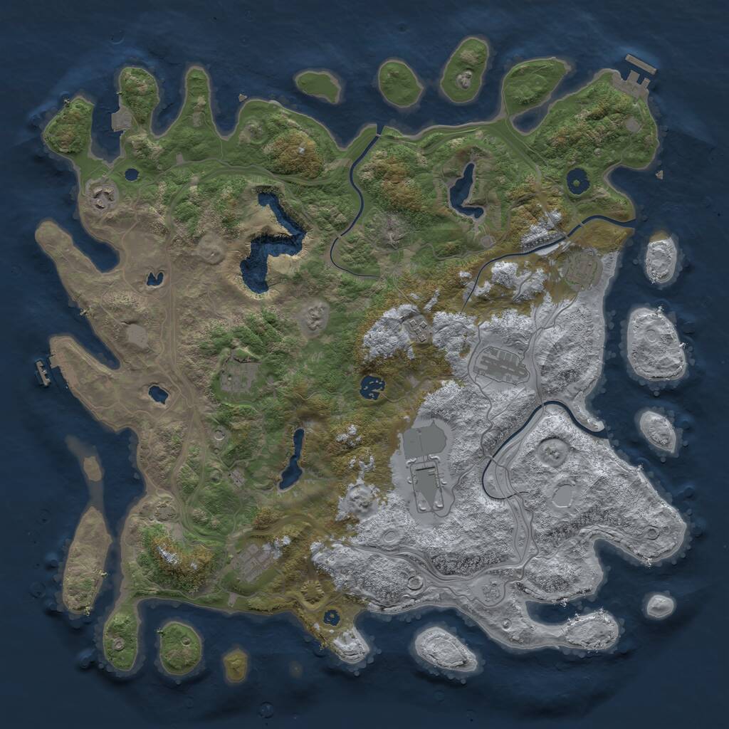Rust Map: Procedural Map, Size: 4500, Seed: 1485392462, 14 Monuments