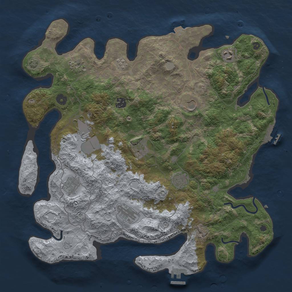 Rust Map: Procedural Map, Size: 4000, Seed: 1999622067, 18 Monuments