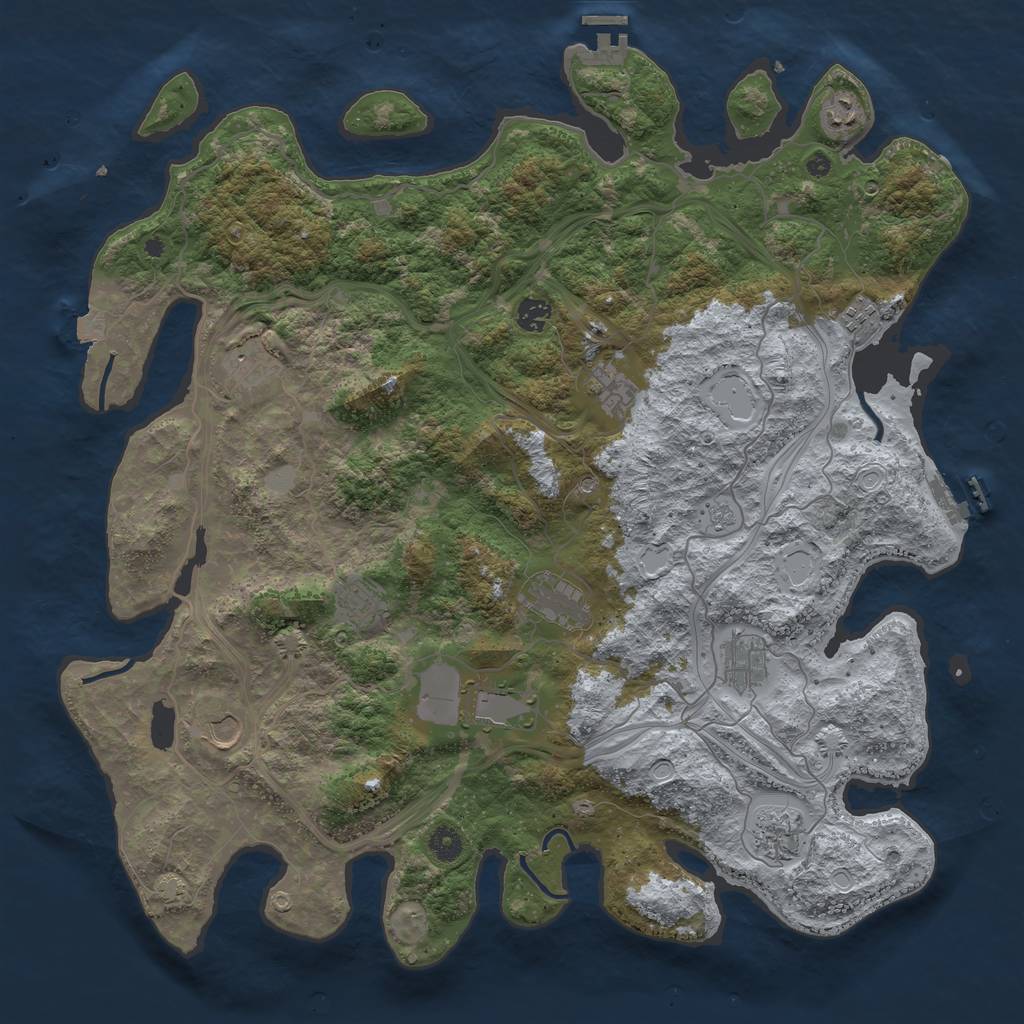 Rust Map: Procedural Map, Size: 4500, Seed: 1495858156, 19 Monuments