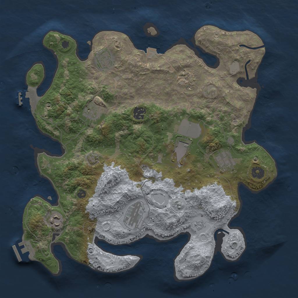 Rust Map: Procedural Map, Size: 3500, Seed: 1442689765, 16 Monuments